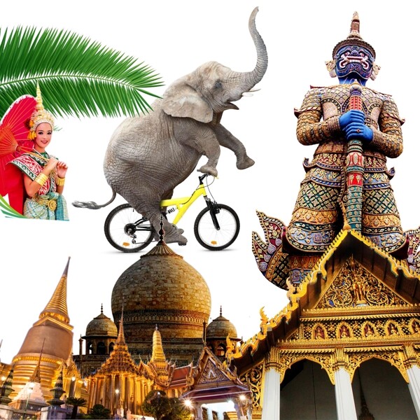 png泰国旅游人物建筑素材