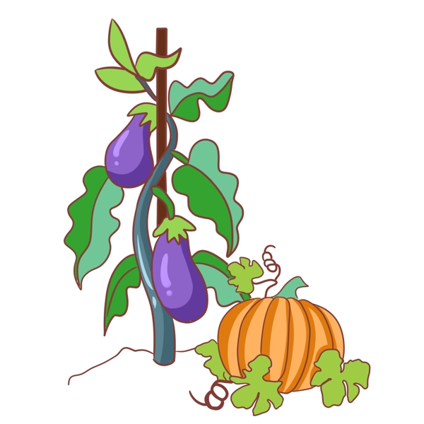 紫色的茄子手绘插画