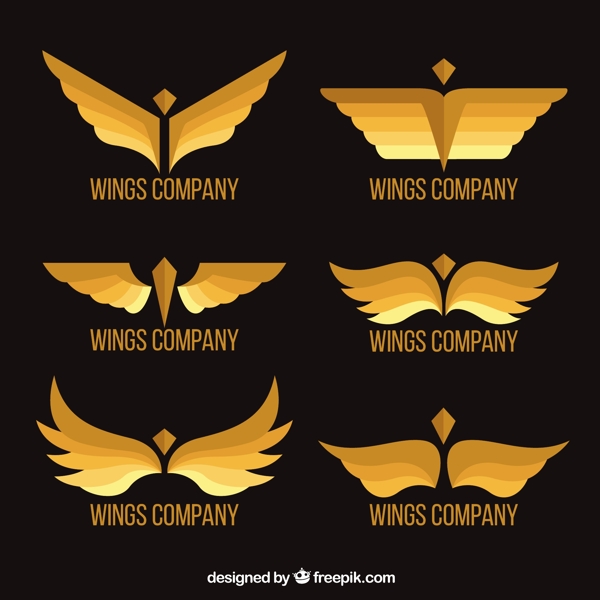 优雅的金色翅膀双翼标志