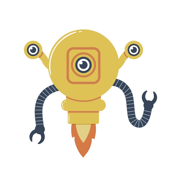 黄色火箭机器人矢量素材