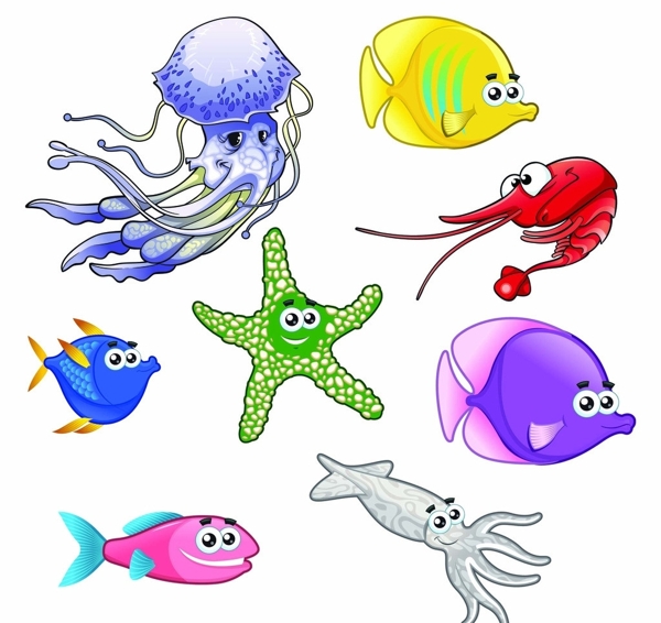 卡通鱼海洋生物图片