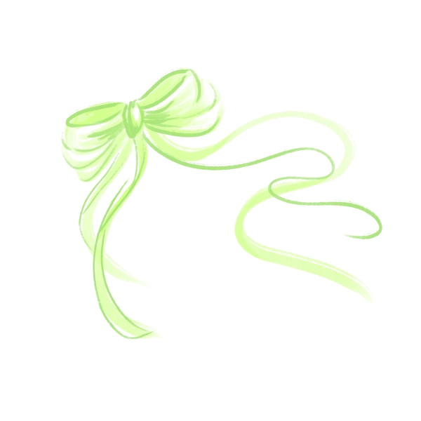 手绘水彩绿色蝴蝶结素材