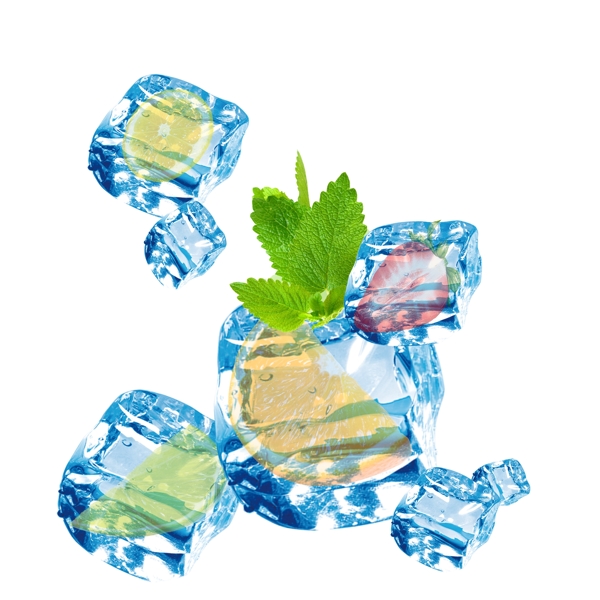 创意冰块与蔬果组合元素