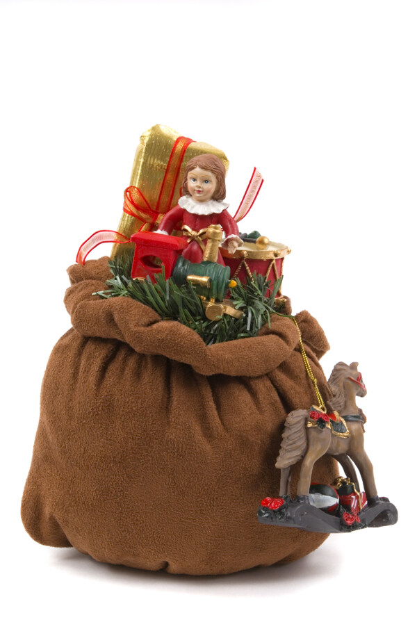 圣诞老人与礼物袋高清图片