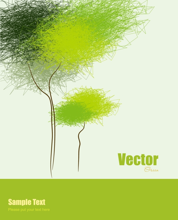 矢量素材绿色抽象生态树木图片