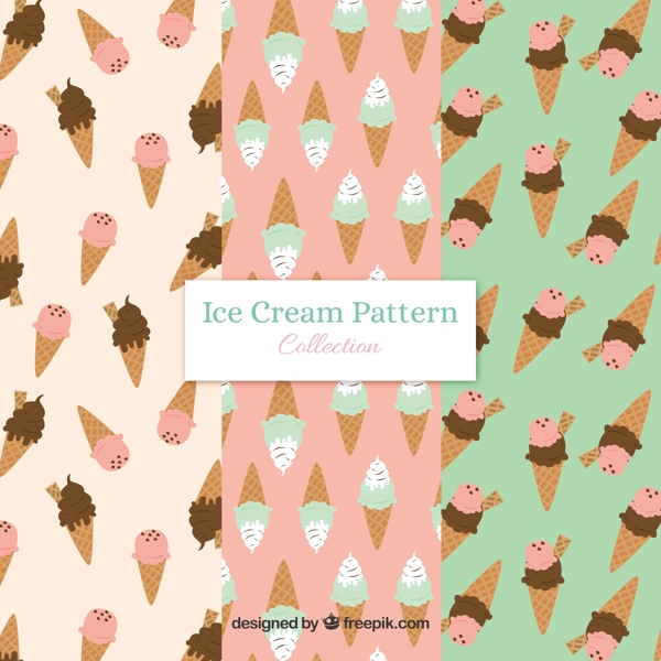 各种扁平风格冰淇淋插图装饰图案
