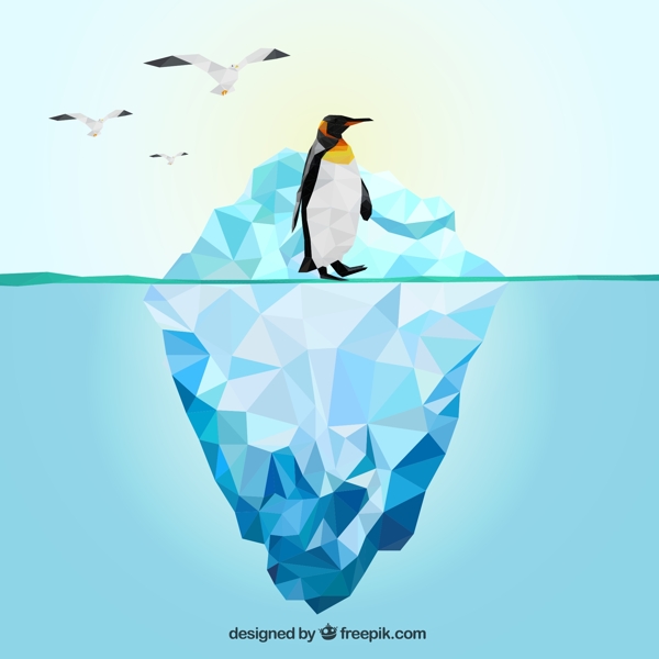 创意南极冰川和企鹅