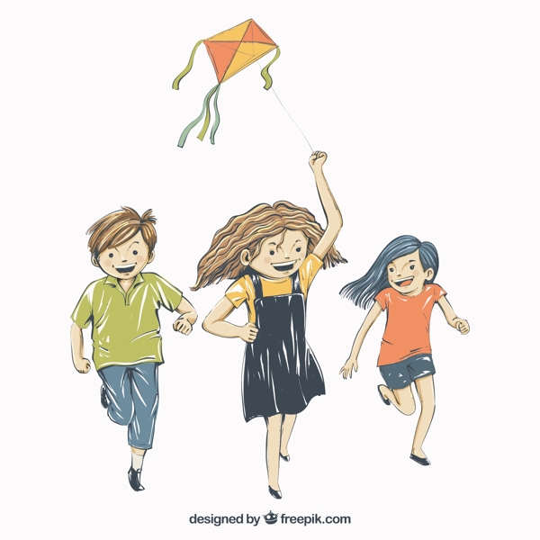 孩子们玩风筝的背景