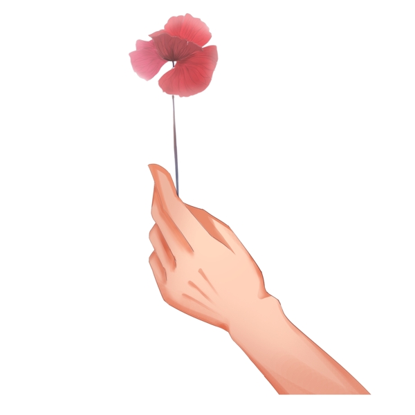 手拿花朵手势
