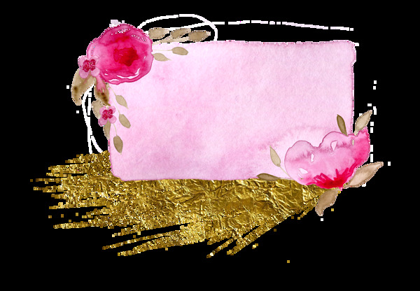 粉色花卉卡片卡通透明素材