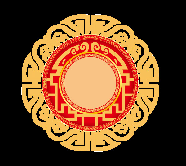 中国风古代花纹框架png透明素材