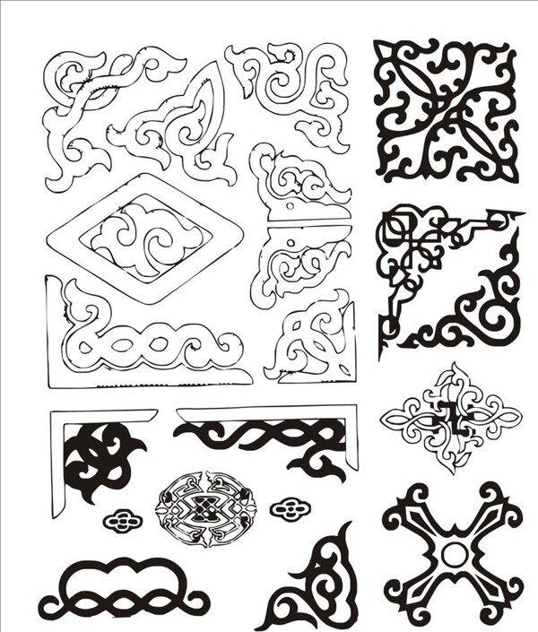 蒙古花边底纹装饰图片