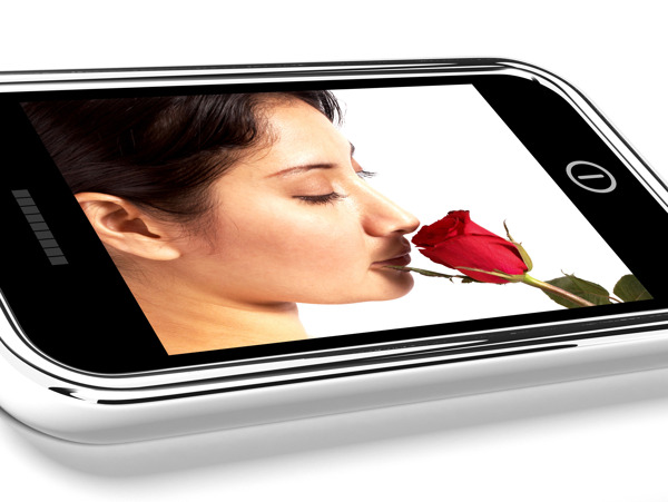有一朵红玫瑰的女友手机里的照片