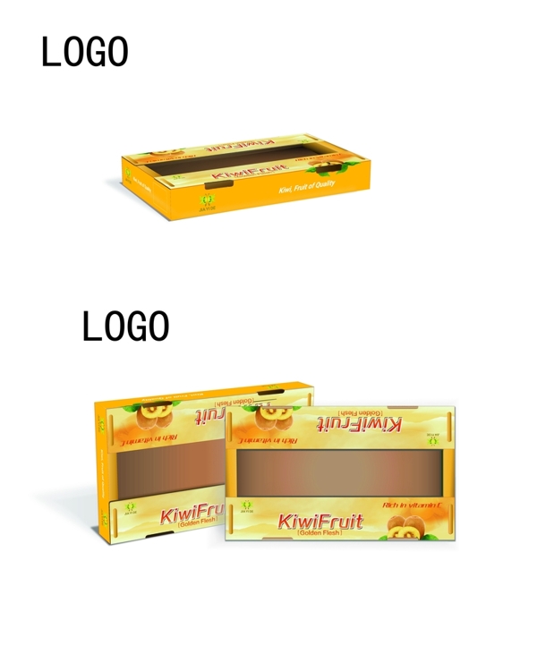 猕猴桃箱盒型贴图效果图样机盒形