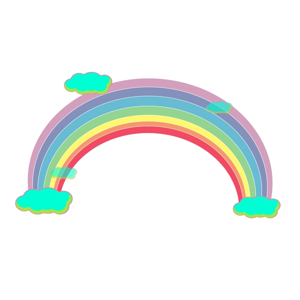 彩虹云朵卡通矢量元素