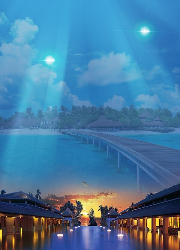 精美泰国夜景旅游海报背景设计