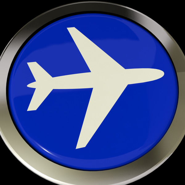 飞机图标或按钮表示旅行或机场