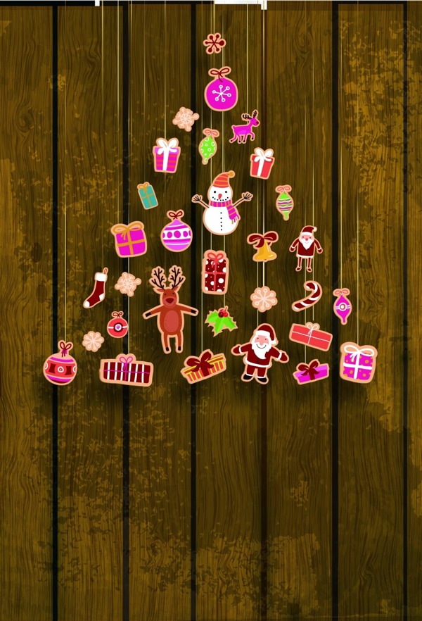 木质纹理圣诞元素装饰海报背景素材