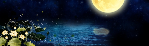 夜月湖塘
