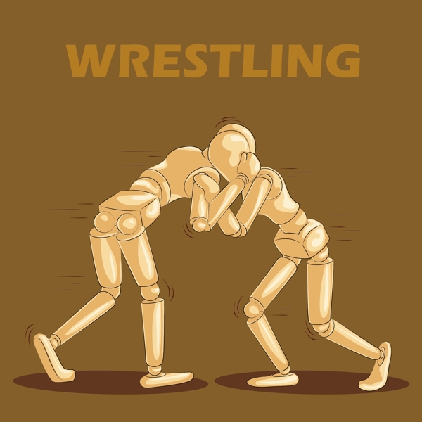 棕色摔跤体育运动卡通矢量背景素材
