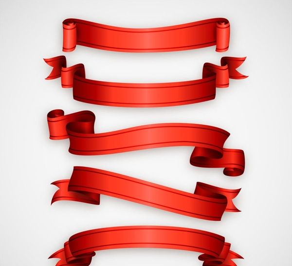 红色丝带条幅矢量素材