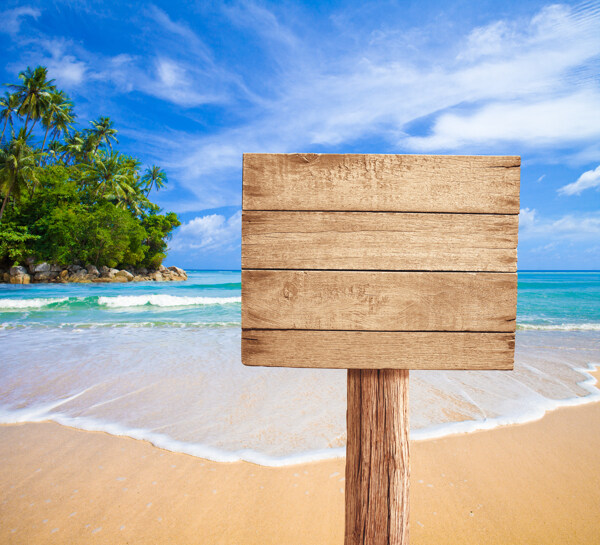 沙滩上的木牌子图片