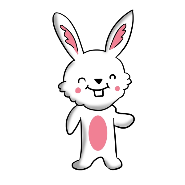 手绘开心的兔子插画