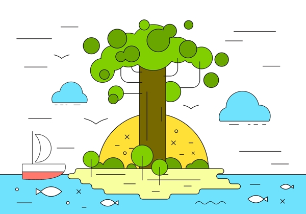 Baobob岛矢量插画