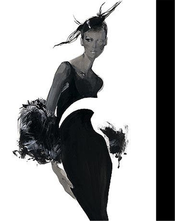 黑色修身连衣裙设计图
