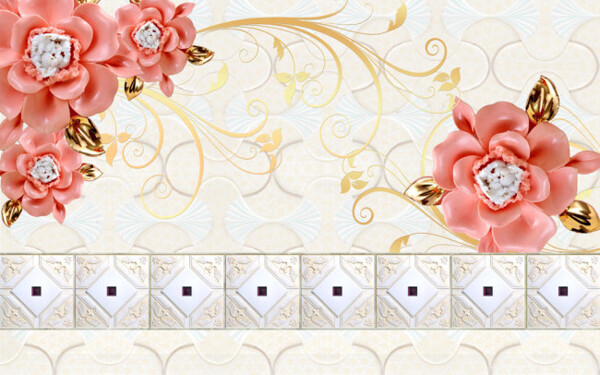 玉雕花朵背景墙图片2