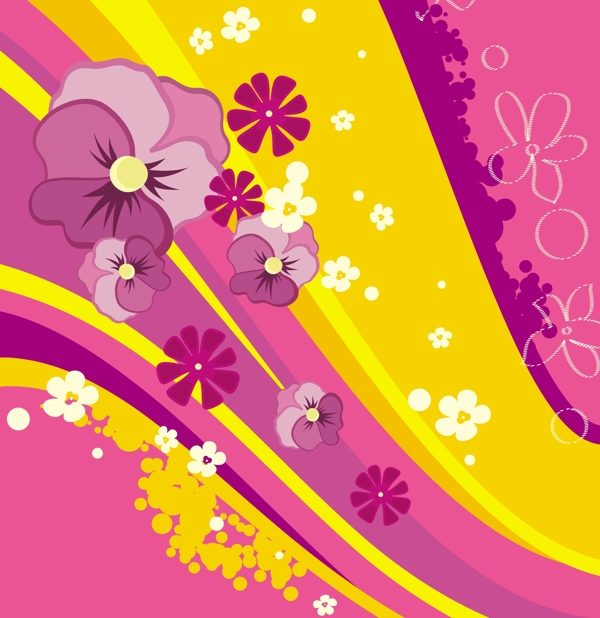 彩色花朵与抽象背景矢量素材下载