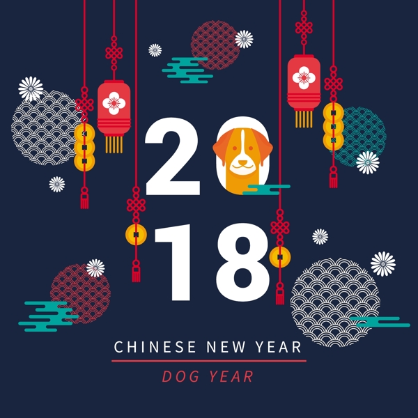 深蓝中国新年元素