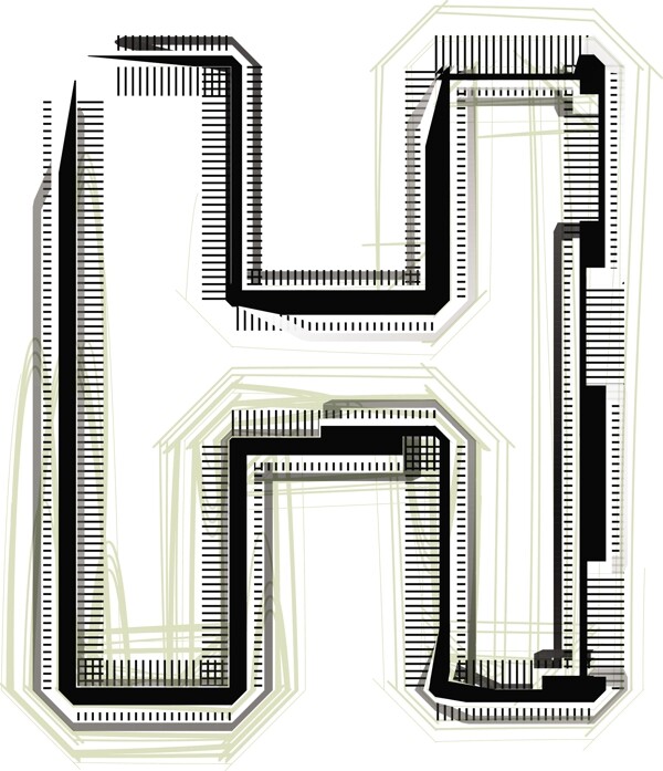 技术字体字母H
