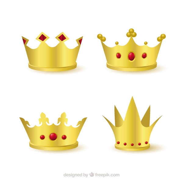 四个红宝石金色皇冠