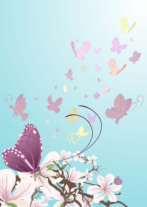 蝴蝶与花朵矢量素材