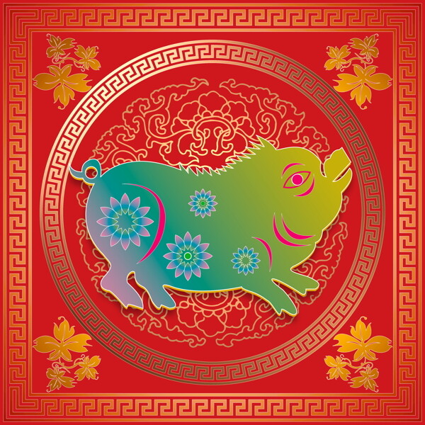 春节猪节日素材队联