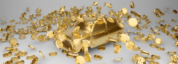 金融理财金融商业金色汽车与金币
