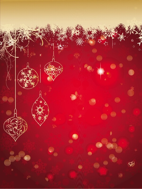 红色背景画的圣诞球背景