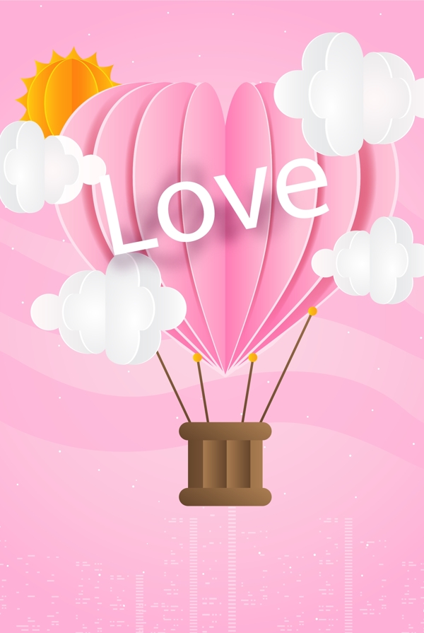 粉色桃心气球情人节背景