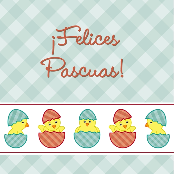 西班牙的小鸡复活节卡片矢量格式