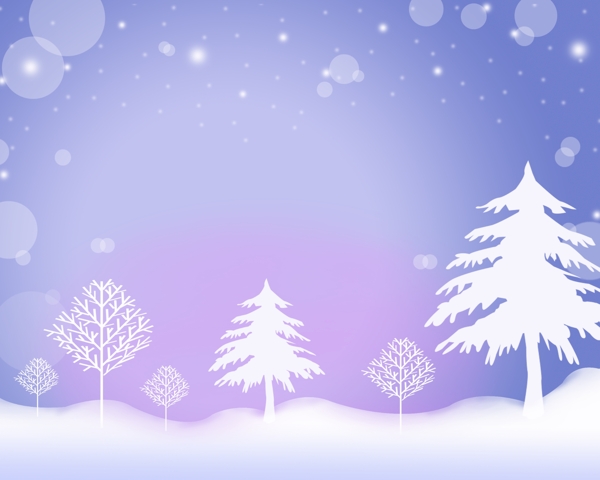 冬季雪花松树PSD源文件淡紫色背景