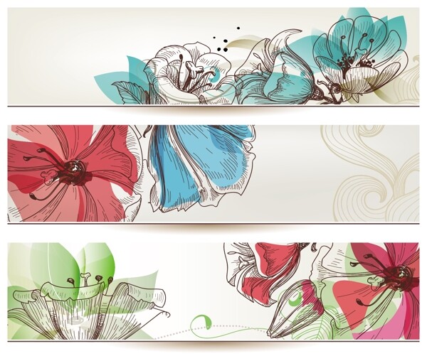 绘画水彩花卉矢量素材