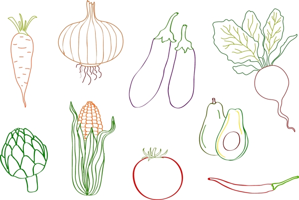 线描蔬菜