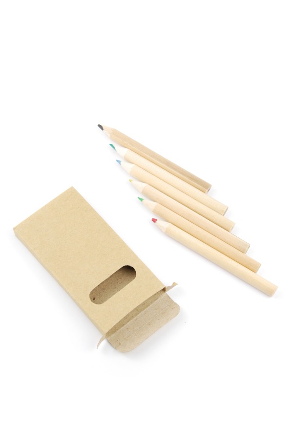 彩色铅笔和白色的铅笔盒