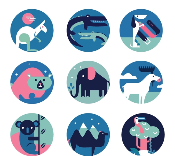 9款抽象野生动物图标