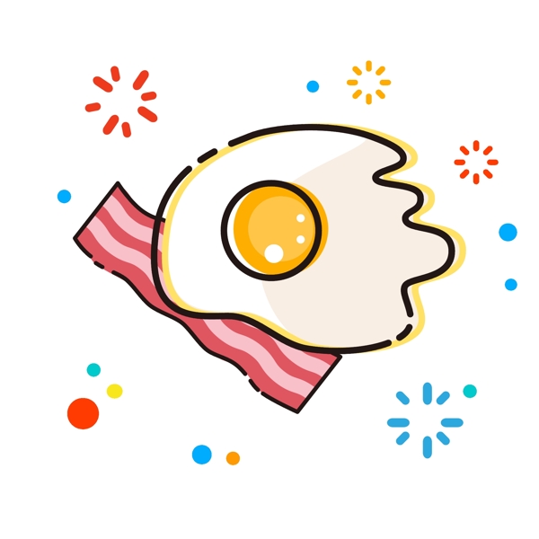 MBE卡通手绘鸡蛋培根食物美食