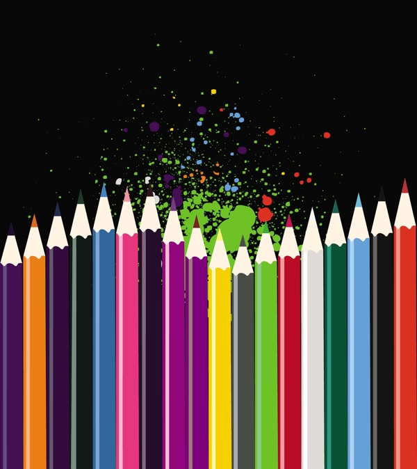 矢量素材彩色铅笔排列设计