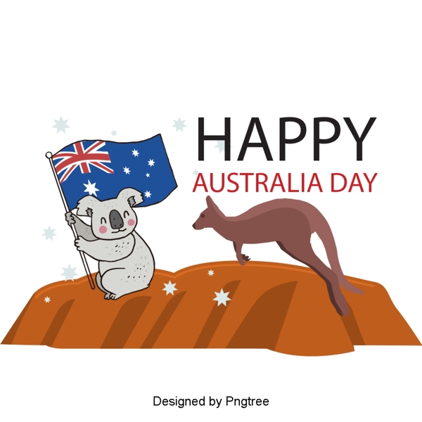 澳大利亚旗帜地图袋鼠考拉爱心爱国字体设计