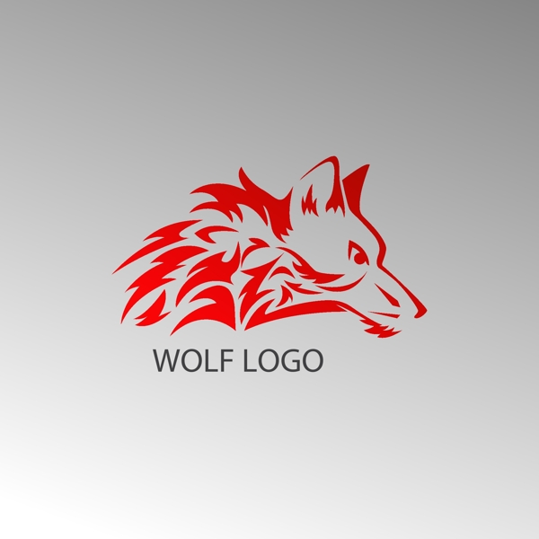 时尚的红狼徽标logo模板
