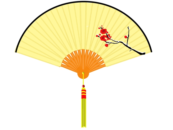 手绘中国风冬柿折扇图